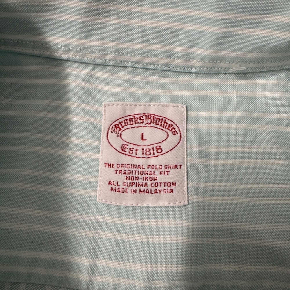 Brooks Brothers Mens Non-Iron Supima Cotton Striped Shirt Traditional Fit Blue L - Picture 2 of 8